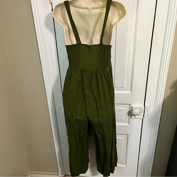 Madewell Button Down Jumpsuit Green Linen Cotton Size 0 T2 - Picture 5 of 11